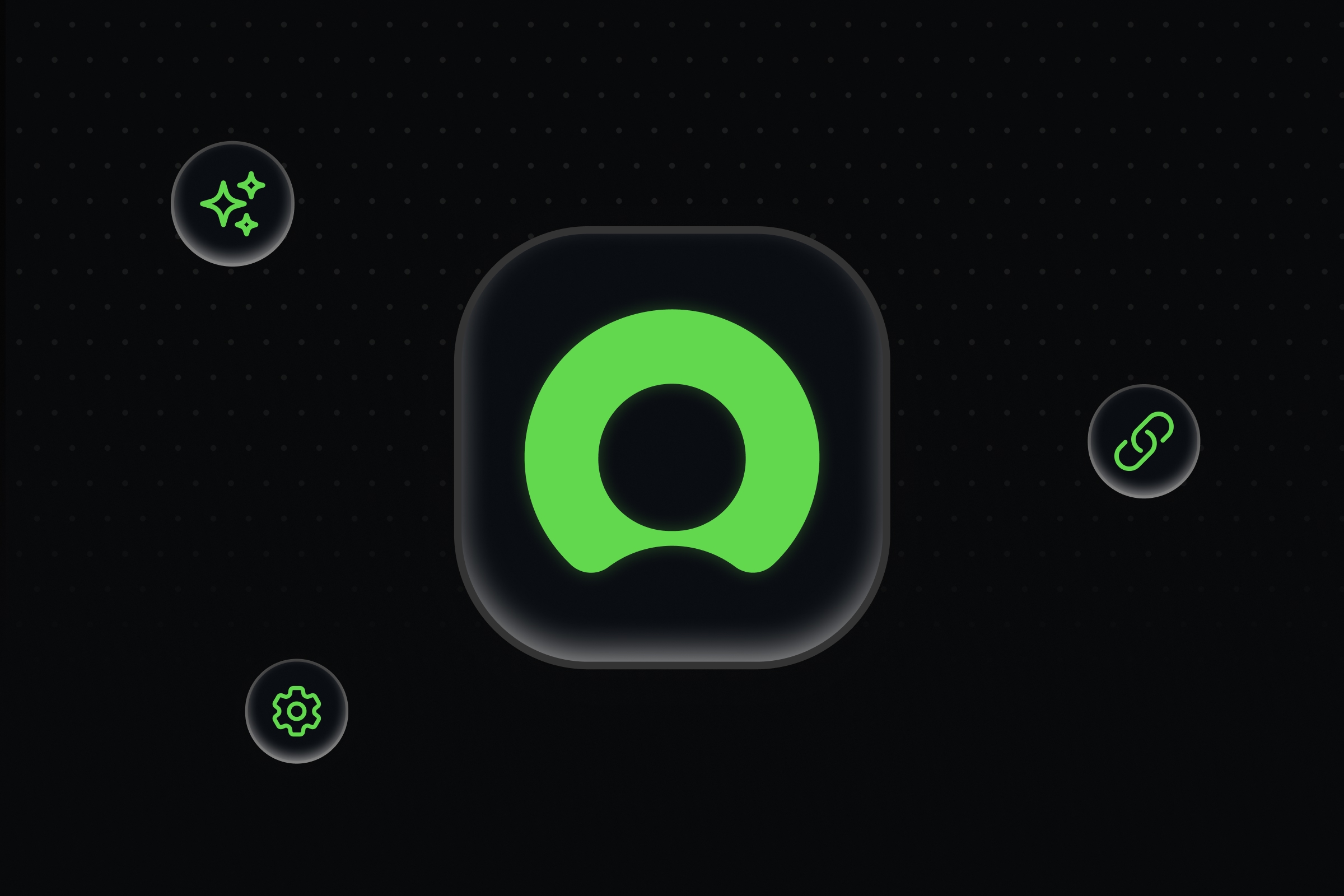 ServiceNow logo with AI sparkles, operations gear, and integration link icons on a dark grid background